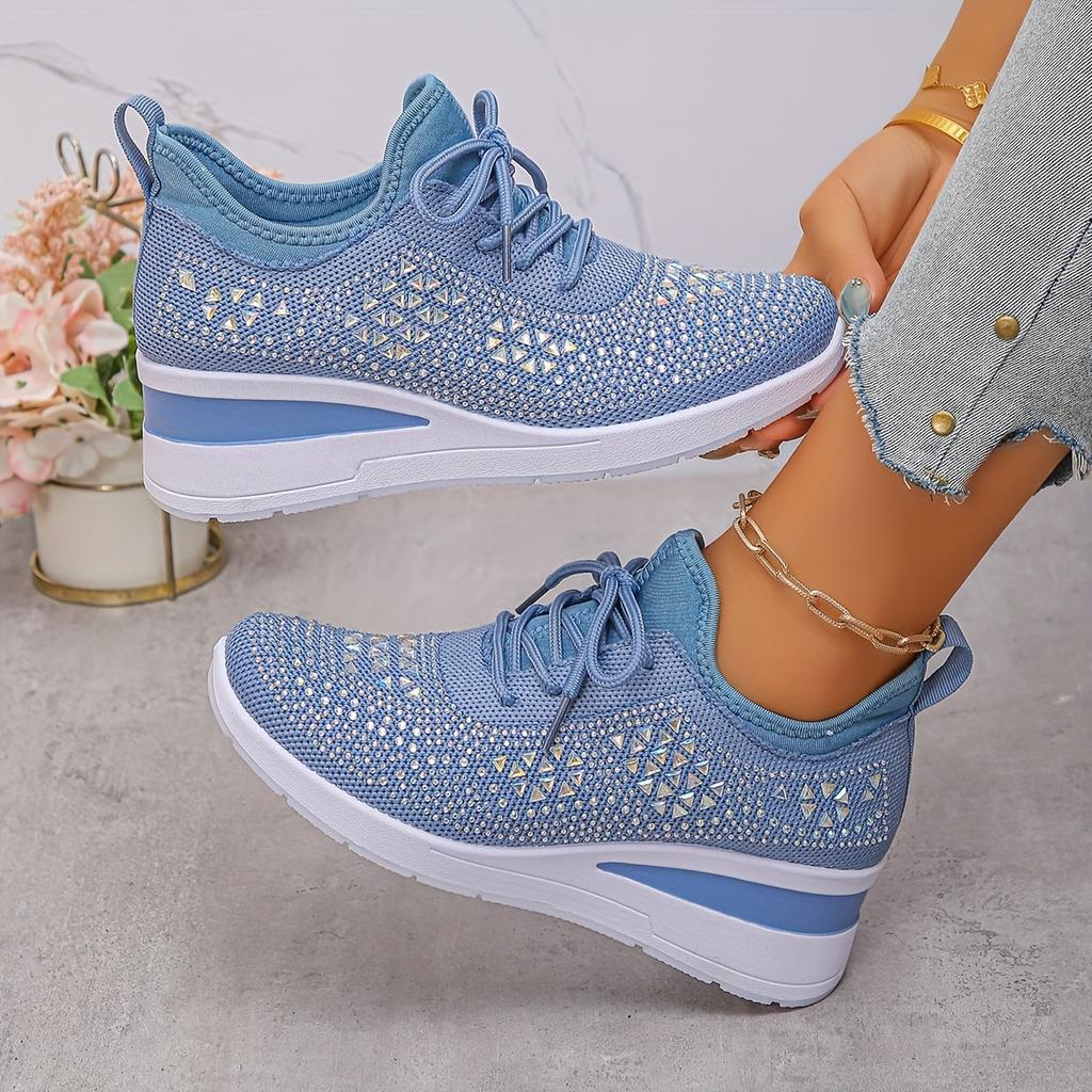 Lace Up Women'S Casual Height Increasing Sports Shoes, Low Cut Sports Fashion Style Daily Commuting Comfortable Shoes