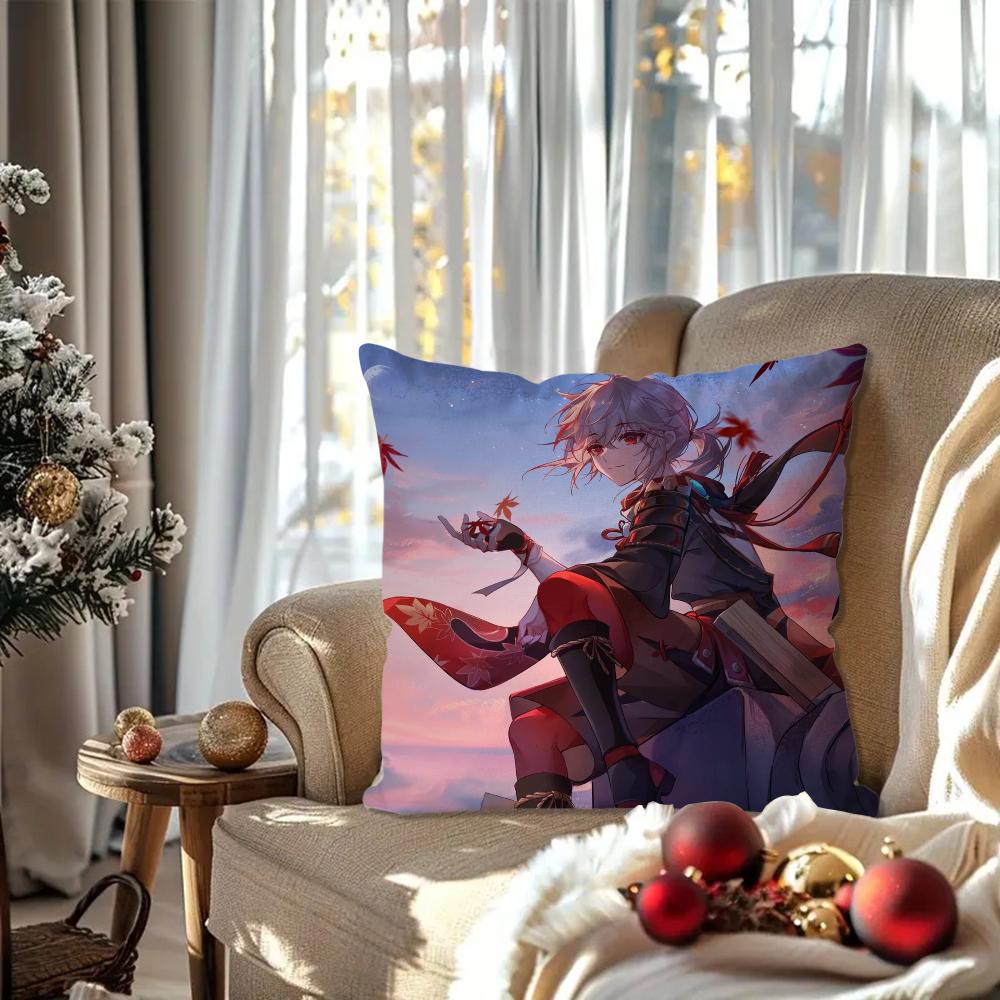 Kaedehara Kazuha Animation G-Genshin I-Impact Pillow Case Square Pillow Bedroom Sofa LeisureCarLiving Room Home Decoration 40X40