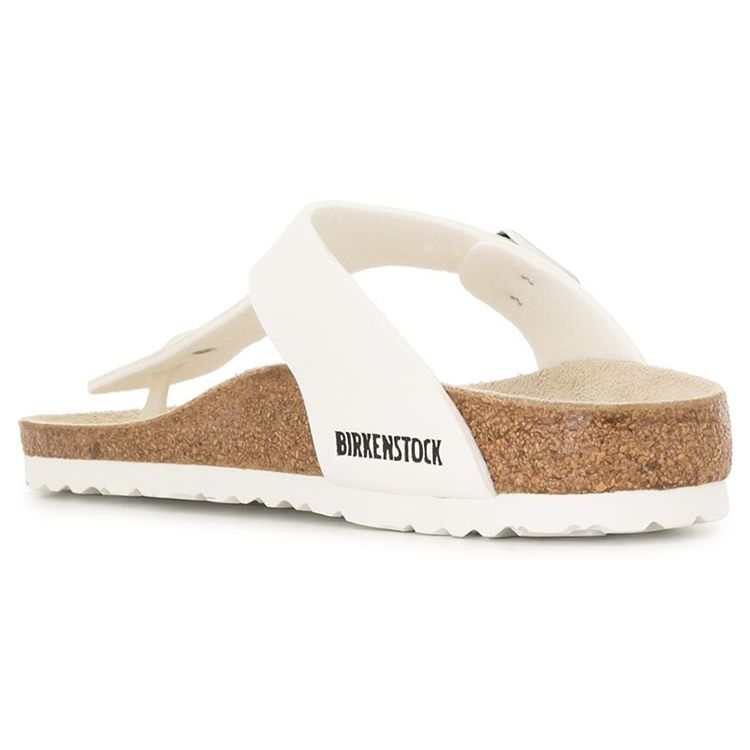 Birkenstock Gizeh Leather Minimalist Casual Rubber Sole Anti-Wear Flip Flops Women Footwear White Brown 0043733