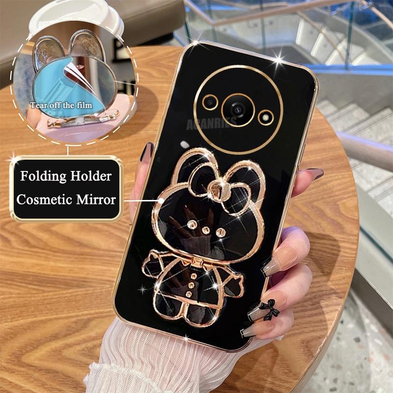 

Redmia3 Роскошный чехол-держатель для зеркала с покрытием для Xiaomi Redmi A3 4g A1 A2 Plus 13 12 13c 12c 10 10a 10c 9c Силиконовый чехол-подставка Redmi A3 4g