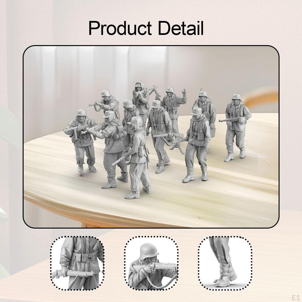 11 Pieces 1/64 Scale German Models Unpainted 3 cm/1.2 inch Resin Unique Collectible Dioramas for