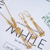 Gold-Plated Tassel Necklace & Earring Set: Middle Eastern Wedding Jewelry for Women