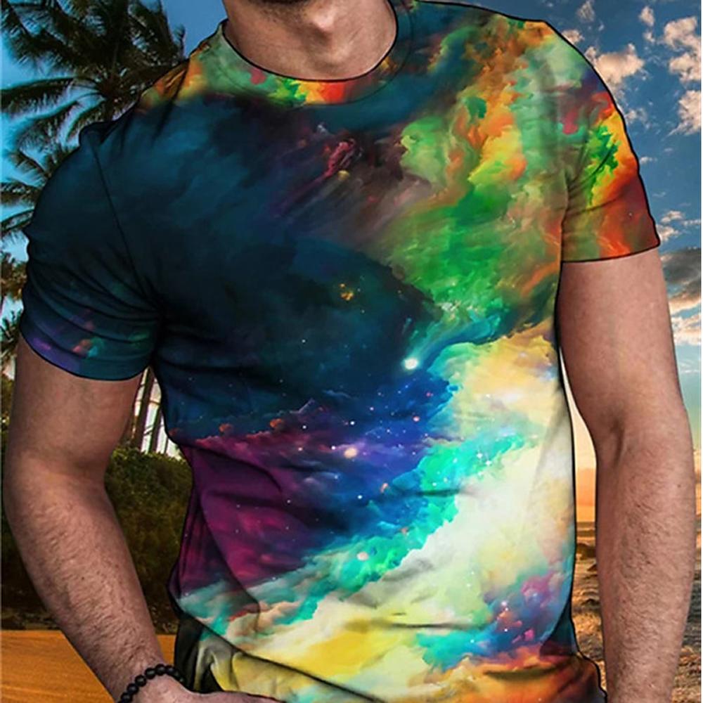 Boutique Summer Sports Fitness Breathable Men's Undershirt Short Sleeve 3D Graffiti Printed Round Neck Casual T-Shirt Hot Sale