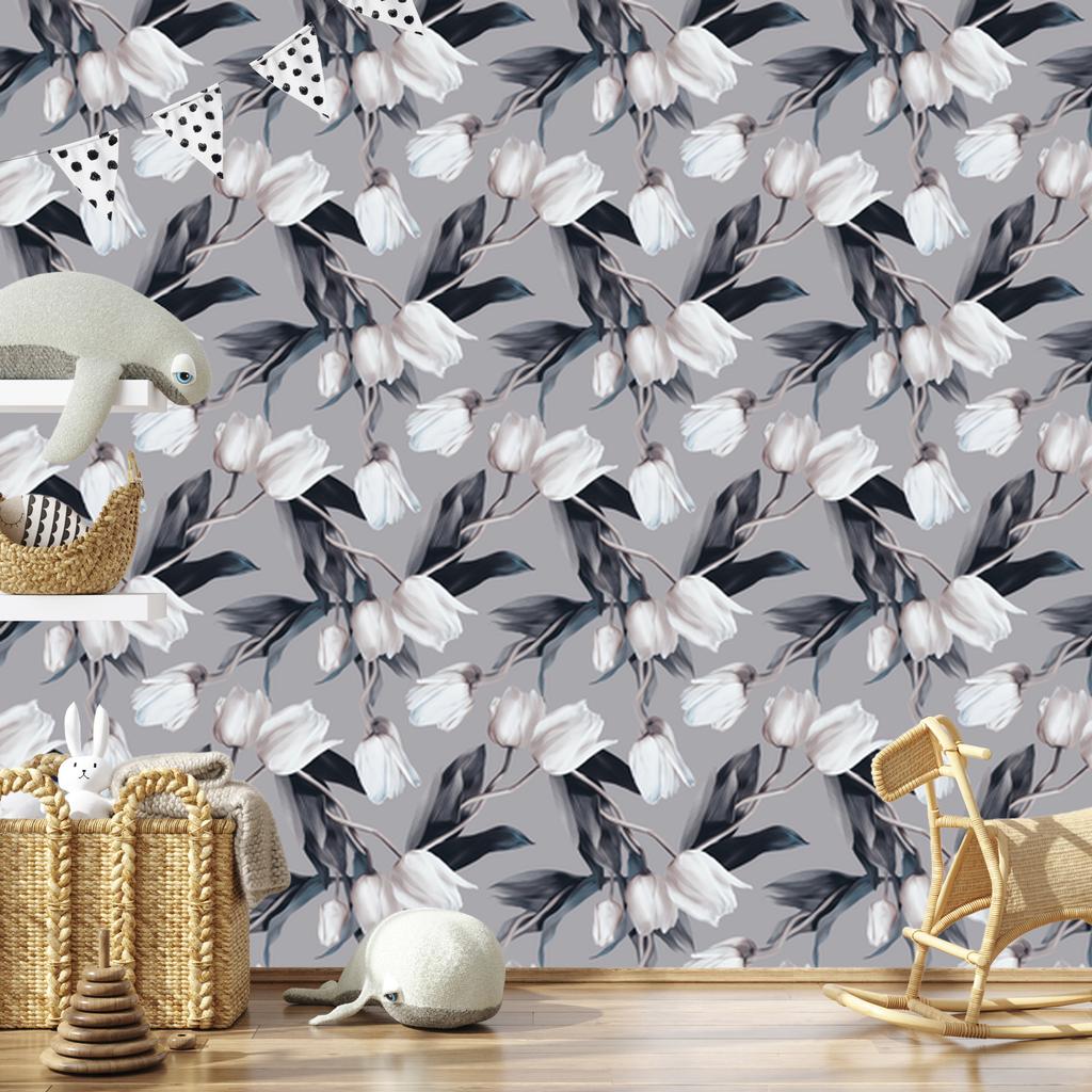 Painted Tulips Wallpaper for Living Room and Bedroom 50x1000