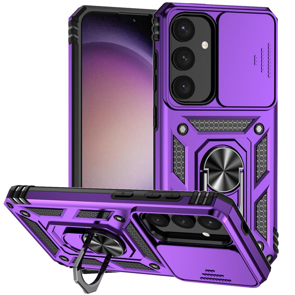 Luxury Armor Case for Samsung Galaxy S25 Edge S24 S23 S22 S21 S20 S10 FE Ultra Plus Ring Holder Slide Lens Stand Phone Cover