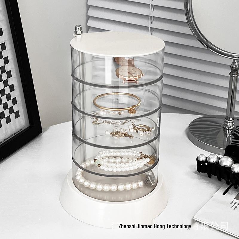 Rotating Transparent Jewelry Storage Box for Earrings, Necklaces, and Hair Accessories