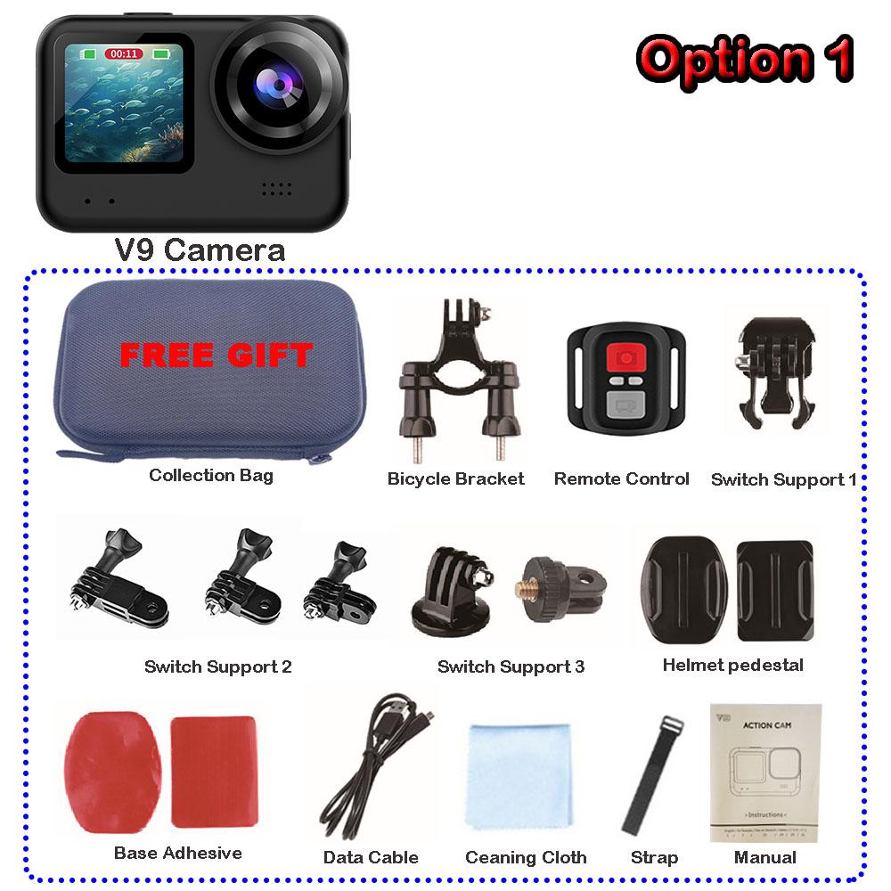 

4K60FPS 20MP Action Camera 5M Body Waterproof EIS 170D DVR Sports Video Recording Dual Display 2 Touch Screen 1080P Webcam