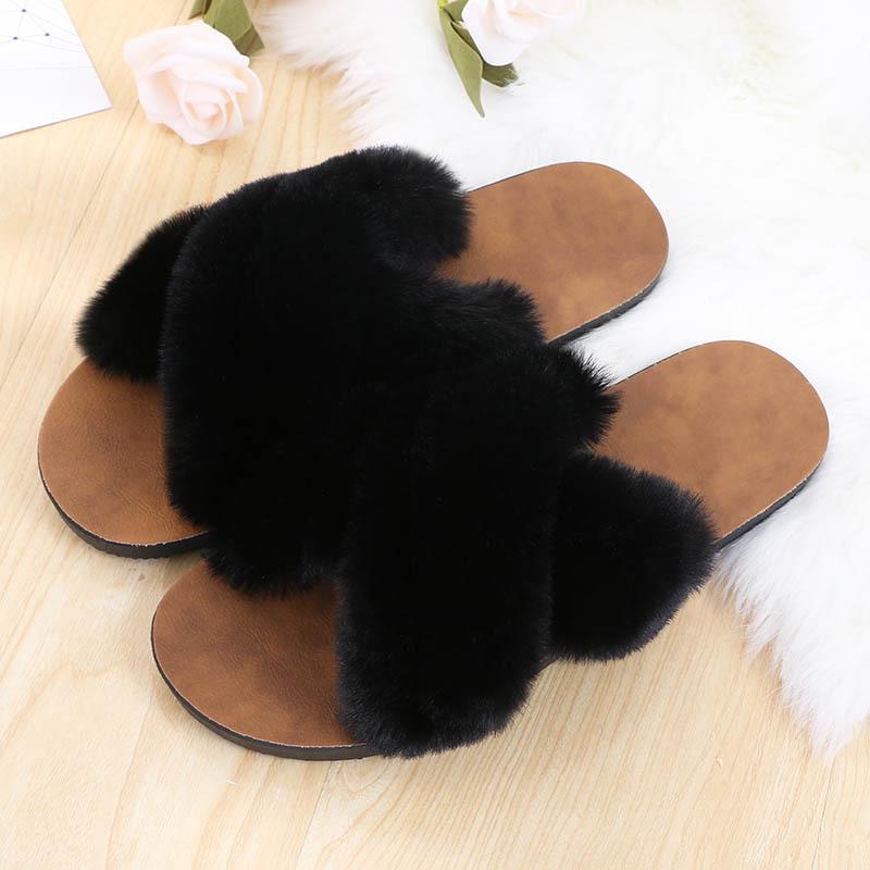 

Fashion Women s Shoes with Free Shipping House Slippers Fashion Cross Straps Sexy Bedroom Fluffy Slides Women Casual Flats Ladies Shoes 36 чёрный