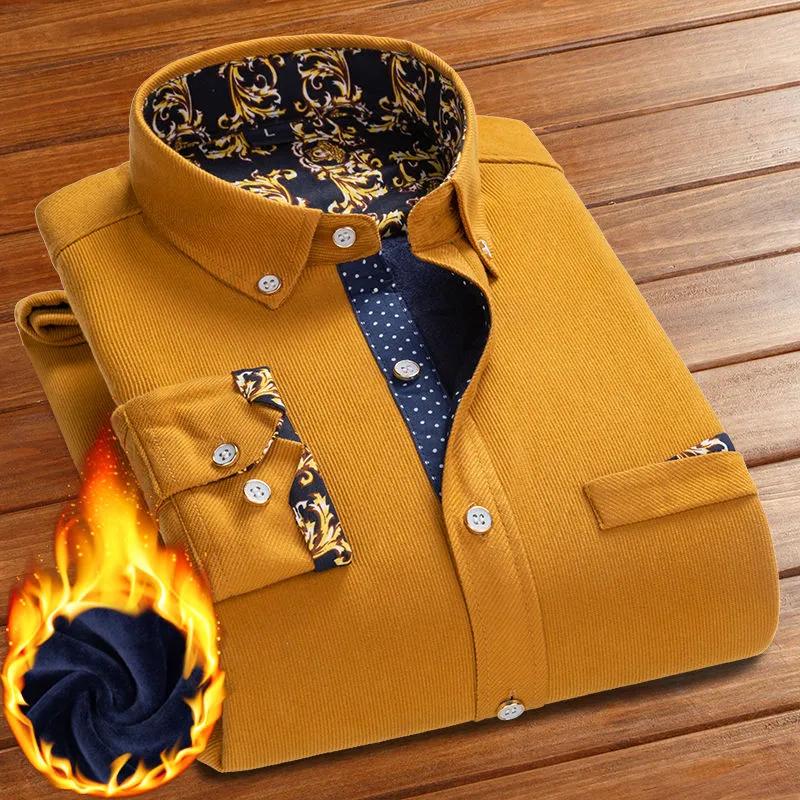 Winter Warm Shirt Men's Velvet Thickened Korean Style Slim Men's Business Casual Shirt