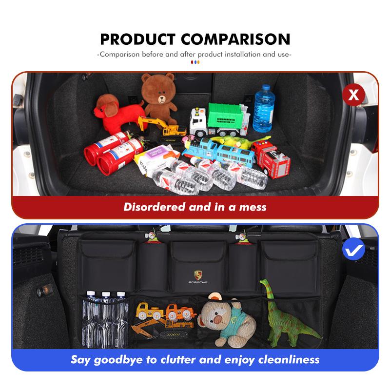 For Porsche Car Seat Back Trunk Rear Seat Hanging Multi-Pocket Storage Bag Macan Cayman 911 918 996 997 991 968 Carrera-GT