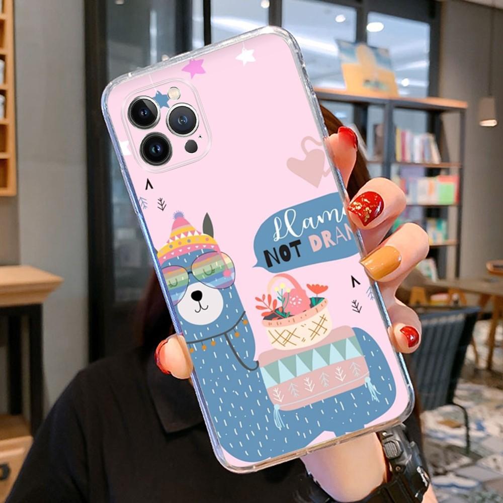 Cartoon Lama Phone Case For iPhone 15 14 11 12 13 Mini Pro XS Max Cover 6 7 8 Plus X XR SE 2020 Funda Shell