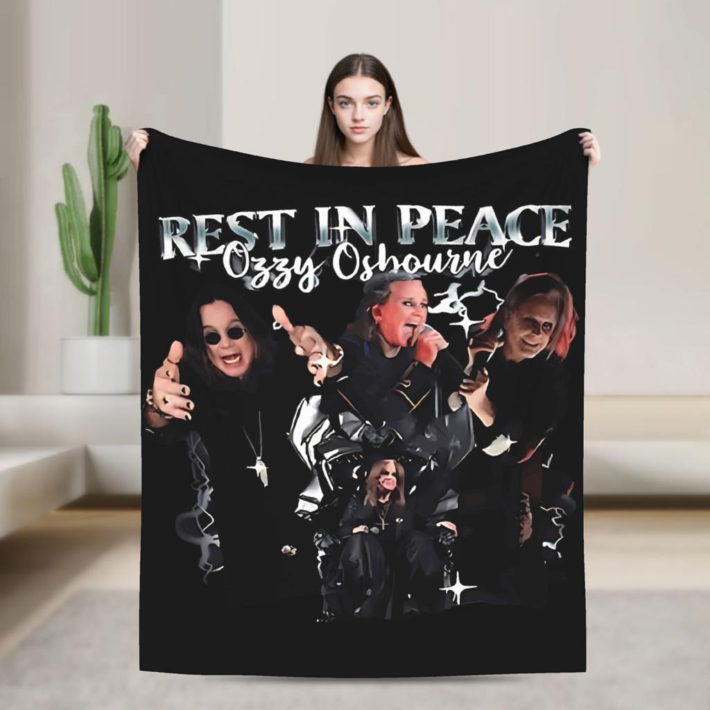 Ozzy RIP Ozzy Osbourne Koc w stylu vintage Koc podróżny do biura Koc flanelowy na zewnątrz Ciepły Miękki Wysokiej jakości Pled Prezent