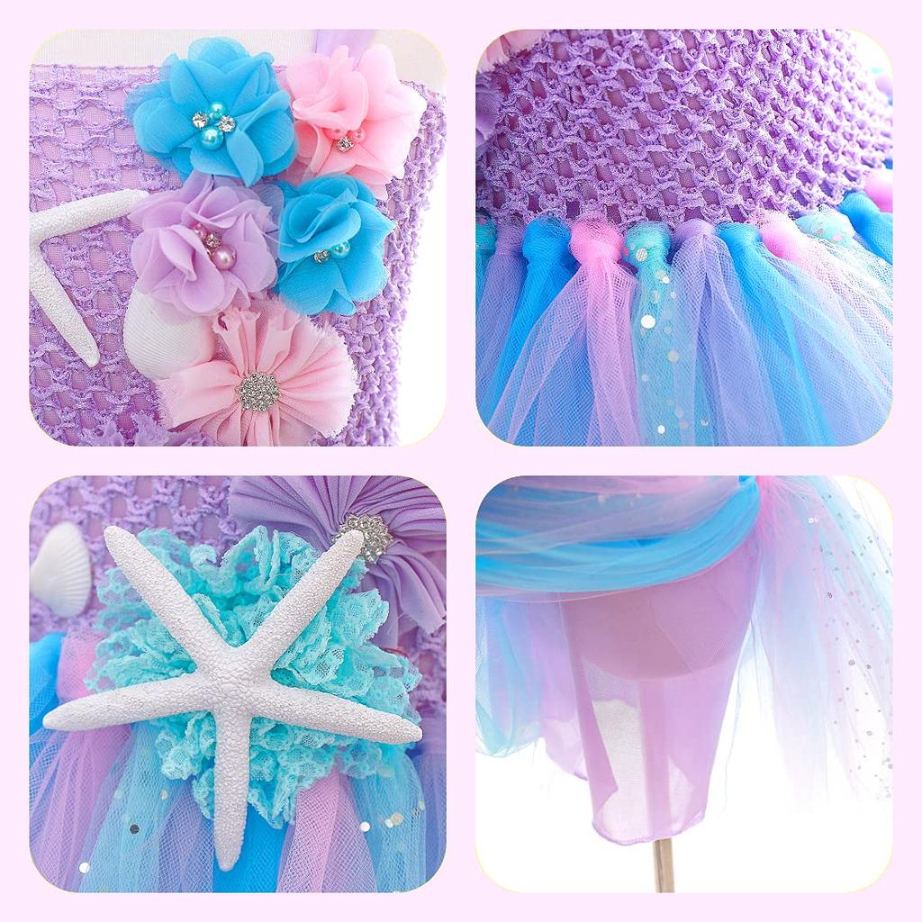 Princess Cosplay Luxury Mermaid Mermaid Hair Ribbon Heart Magic Original 120cm TT5282 [CREDIBLE] Dress, Children's Costume, 10-piece Set, (Princess