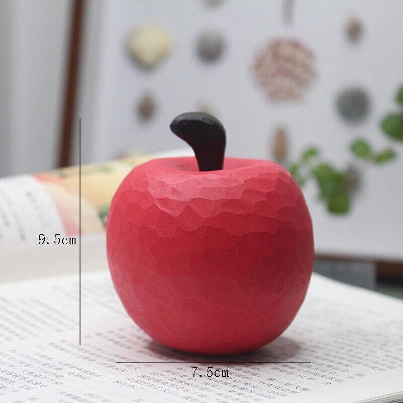 Strawberry Wood Carving Crafts  Handmade Cute Apple Wooden Carved Ornaments Home Office Desktop Creative Decoration
