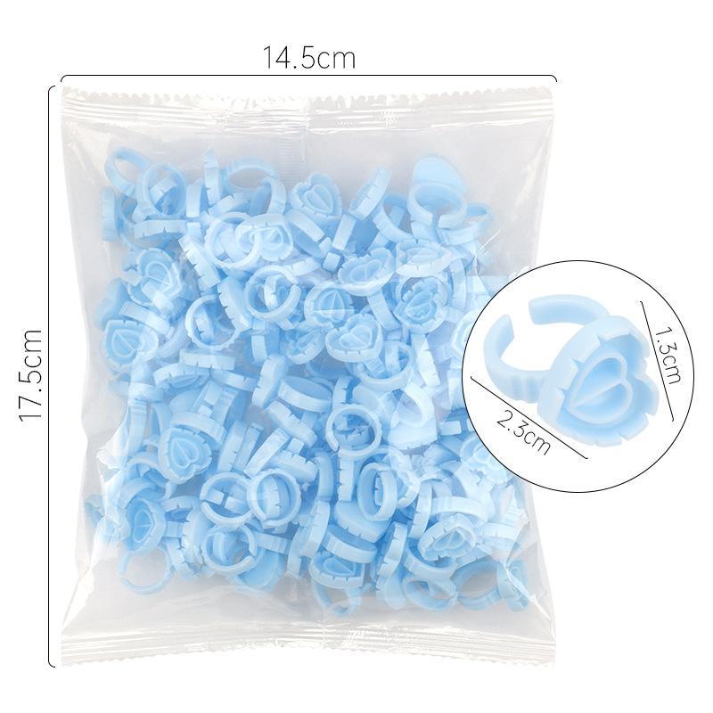 100 Pcs Heart Glue Ring Eyelash Extension Holder Ring Pallet for Tattoo Pigment Adhesive Gel Glue Container Makeup Tools