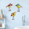 3Pcs Wooden Birds Wall Art Decor Colorful Bird Wall Hangings Funny Bird Wall