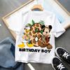 Children's T-shirt Mickey Birthday Party Numbers 1-9 Printed T-shirt Pure Cotton Breathable Trendy Cool Parent-child Outfit