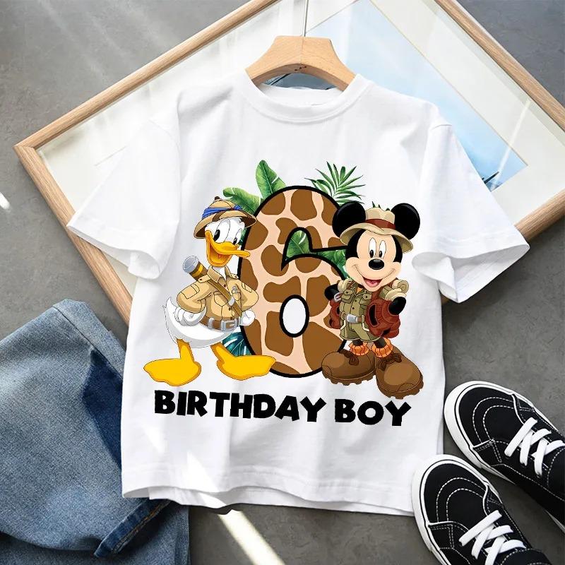 Children's T-shirt Mickey Birthday Party Numbers 1-9 Printed T-shirt Pure Cotton Breathable Trendy Cool Parent-child Outfit