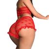Women Erotic See Through Heart Print Underwear Set Tube Top Lace Micro Shorts