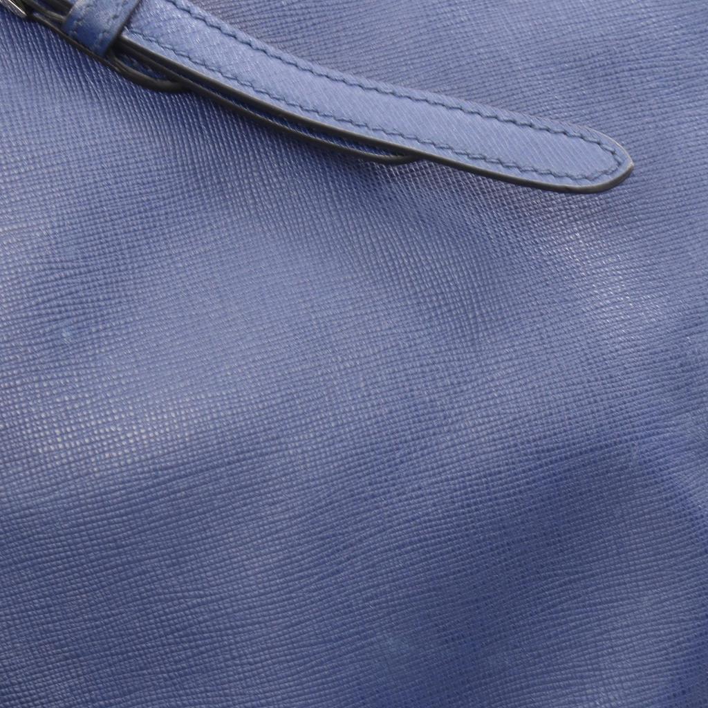Used PRADA Triangle logo Tote Bag Saffiano leather Blue Used Women