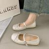 Ballet Style Flats Women's Summer 2025 New French Silver One-word Buckle Mary Jane Shoes with Skirt Single Shoes