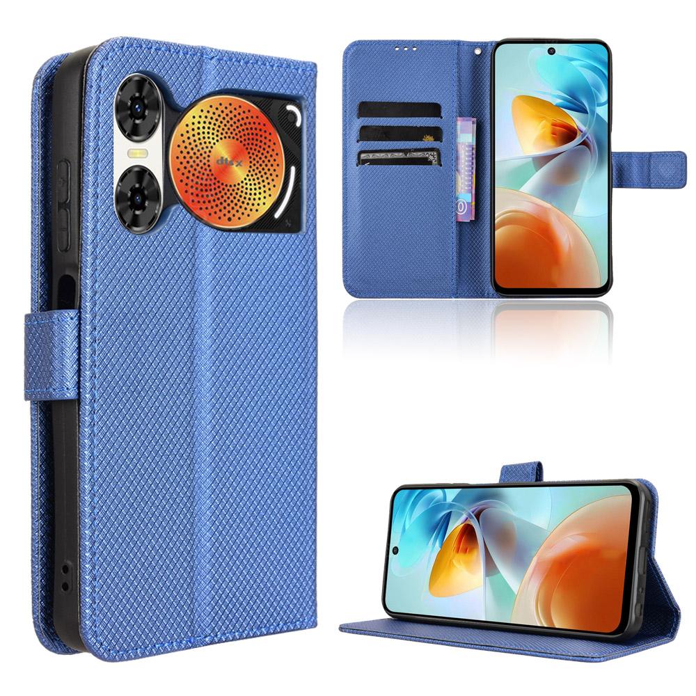 

For ZTE nubia Music 2 Leather Wallet Case with Strap Diamond Texture Phone Cover Blue