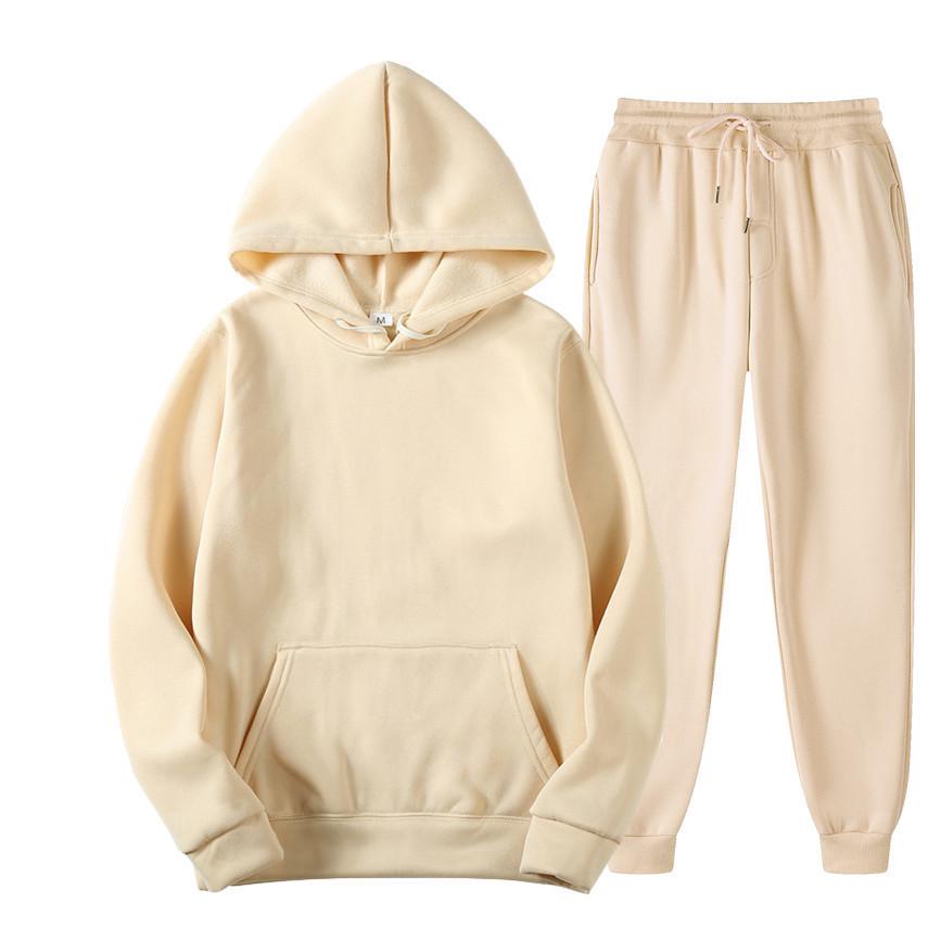 Unisex Sports Fleece-Lined Hoodie & Sweatpants Set with Custom Logo Option