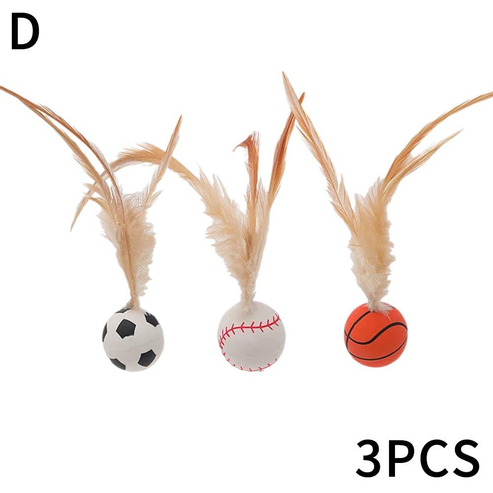 Katzen Spielzeug Feder Kratzball Interaktiv Haustier Elastisch Hühnerfeder Sisalball Fest Bissfest Knabberfest Kätzchen Spielzeug Bal