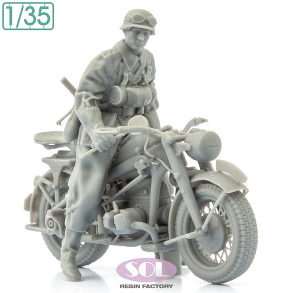 Sol Modell Zweiter Weltkrieg Deutscher Feld-Militärpolizist auf einem KS750 Militärmotorrad Sol 3D-Drucker-Bausatz MM901 1/35 (für Modelle) (Menschen)