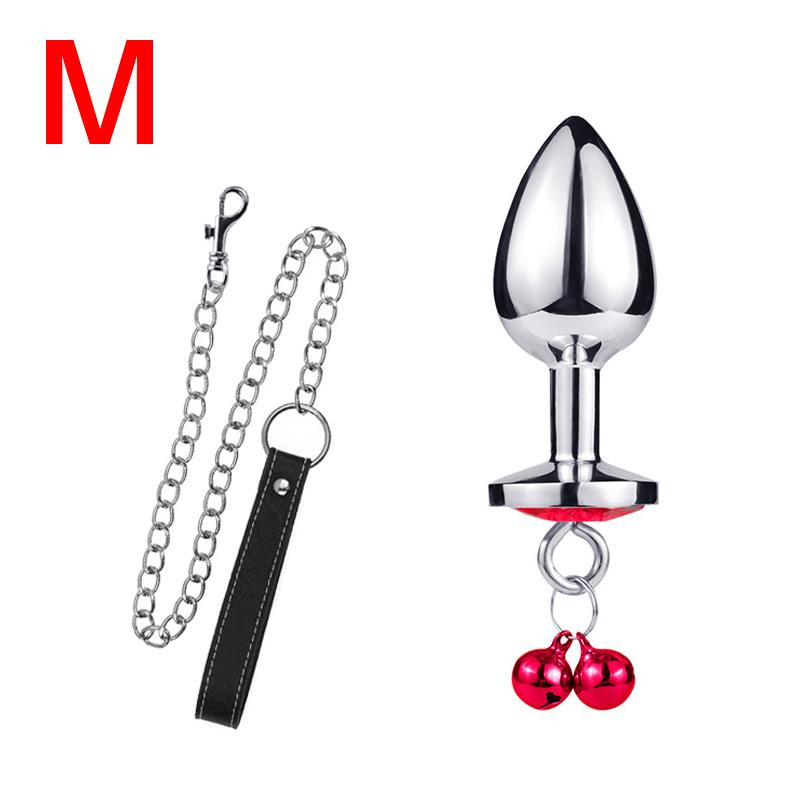 Analplug Sexspielzeug Edelstahl Glattstahl Buttplug mit Glöckchen rundem Kristallanhänger