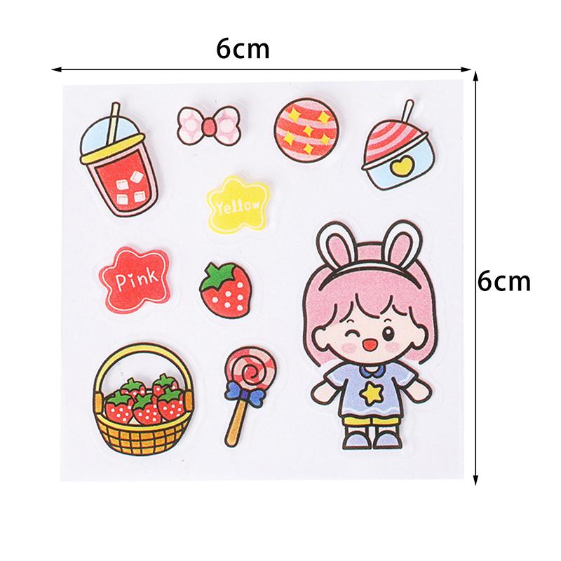 100Pcs Scrapbook Phone Water Bottle Decals Toy Transparent Waterproof Cartoon Pvc Stickers Cute Pattern Notebook Decoration