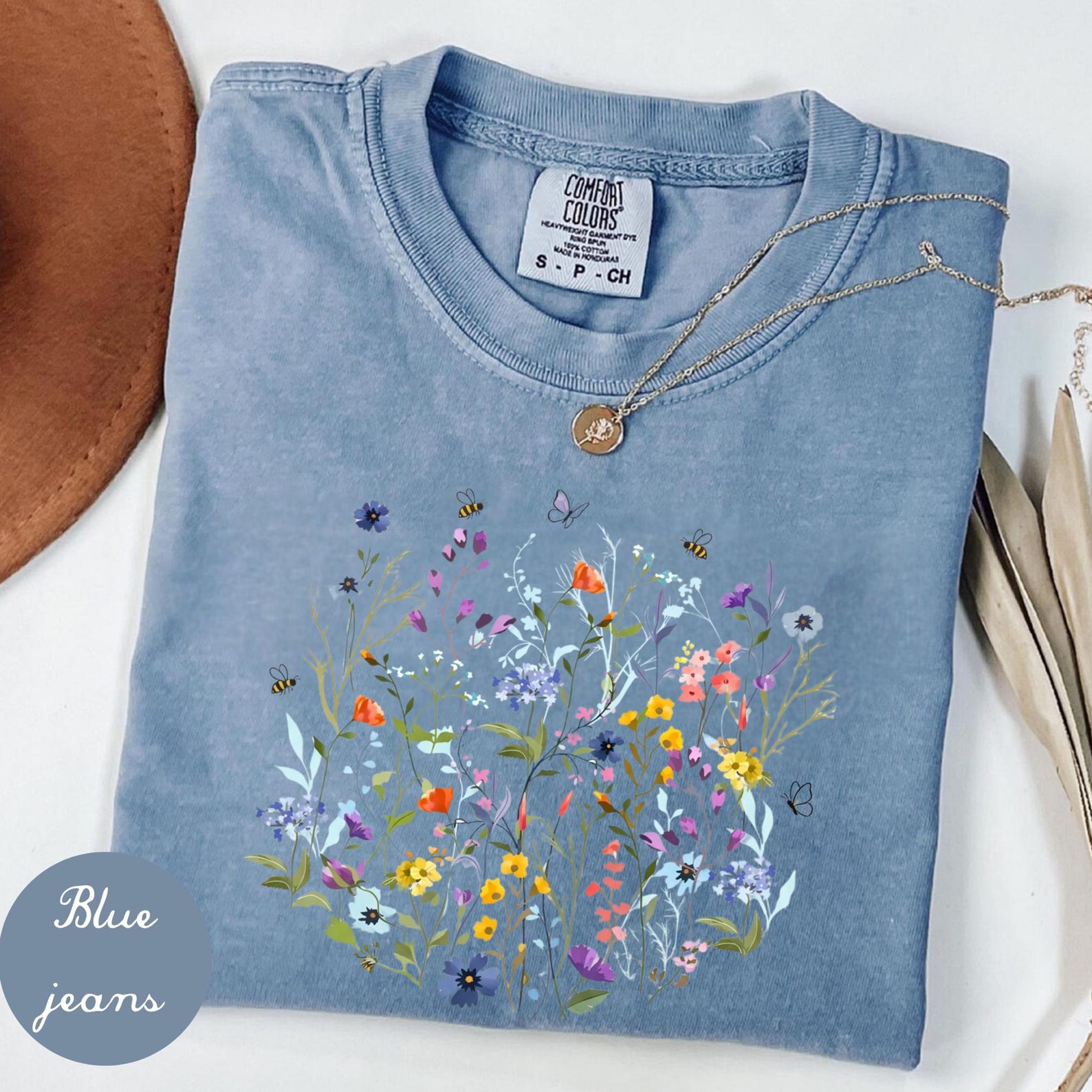 Vintage Pressed Flowers Shirt Comfort Colors®, Boho Cottagecore Tshirt, Gift For Gardener Botanical Floral Tee Wildflowers Shirt S