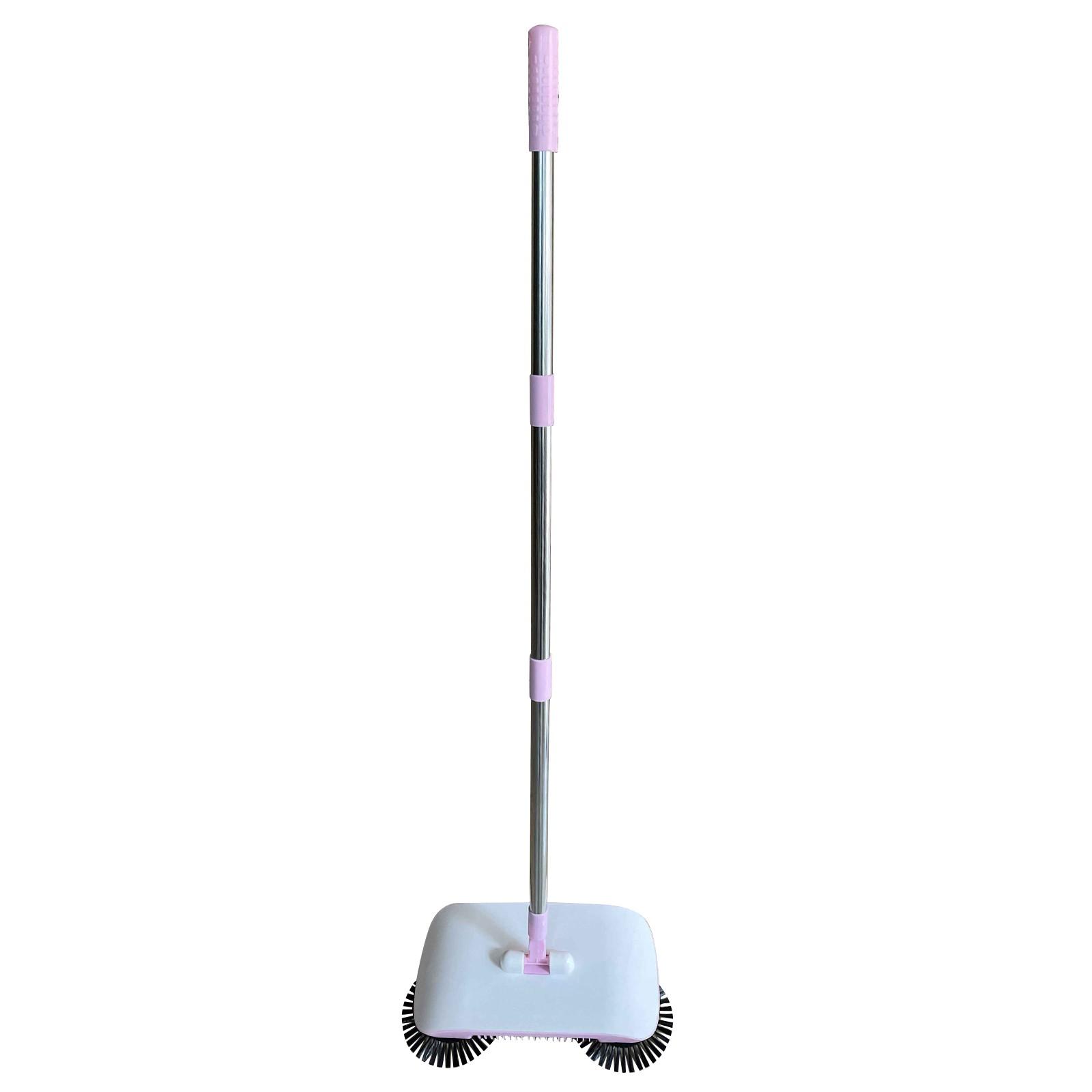 

Electric Push Sweeper Floor Cleaner with Dual Rotating Brushes and Adjustable Handle for Efficient Dust and Debris Removal on Hard Floors and Carpets