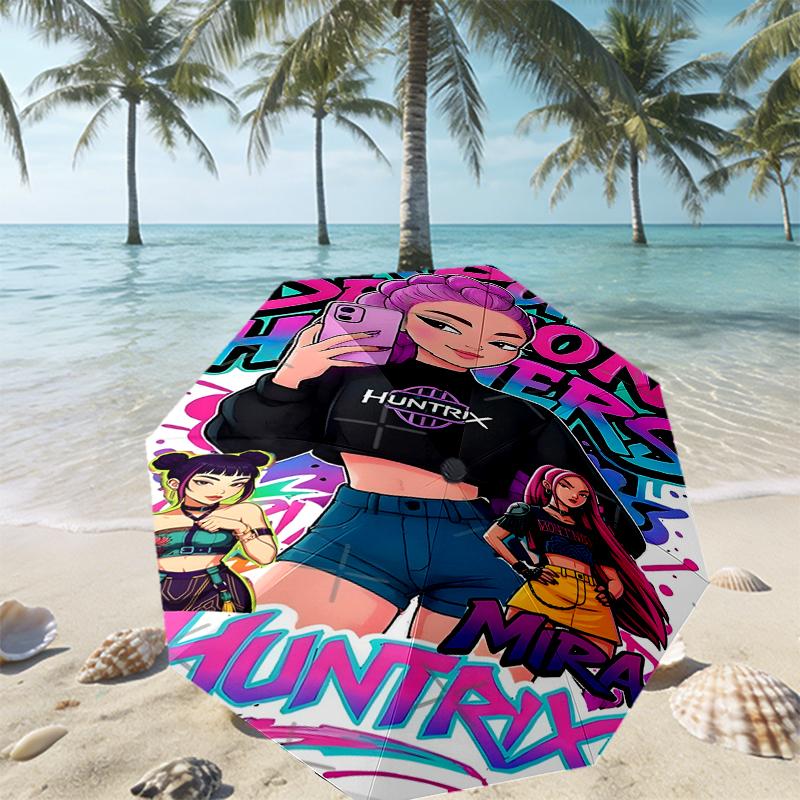 KPop Dämonenjäger Druck Regenschirm Automatisches Öffnen/Schließen - Tragbares Faltbares Design - Tägliche Nutzung für Reisen/Outdoor - Geschenk zum Geburtstag