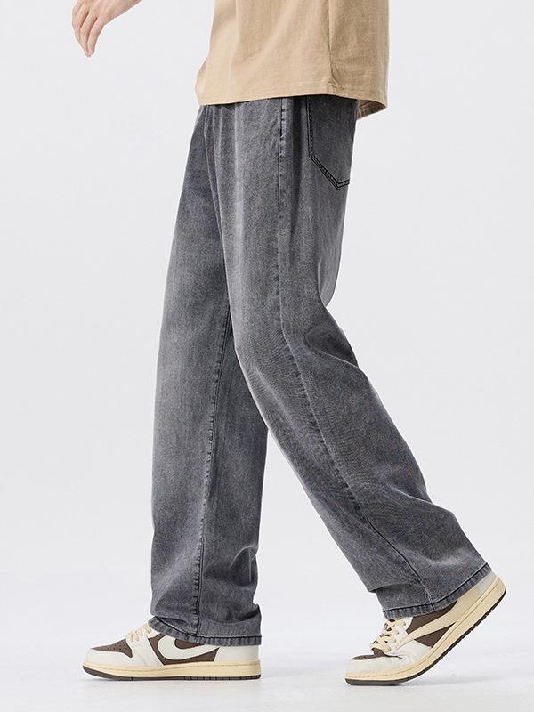 Mingge Herren Lyocell Tencel Jeans - Sommer 2025 Dünn, Kühl, Bequem, Locker Geschnittene Straight-Leg Hose