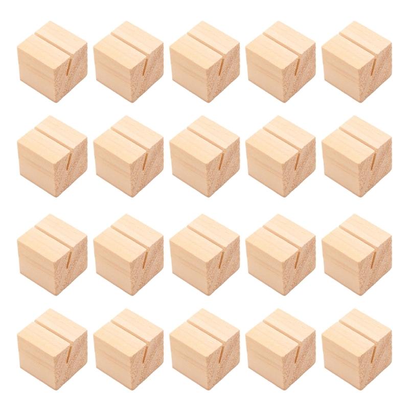 20Pcs Wood Table Number Holders Stand Wood Name Card Holders Wood Name Cards Food Label Memos Photo Holders for Wedding