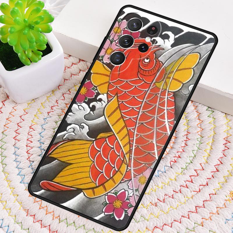 Japanisches Tattoo Fisch Silikon Handyhülle Für Samsung Galaxy note 10 pro S26 S25 S24 S23 S22 S21 Plus S25Ultra Capa Cover
