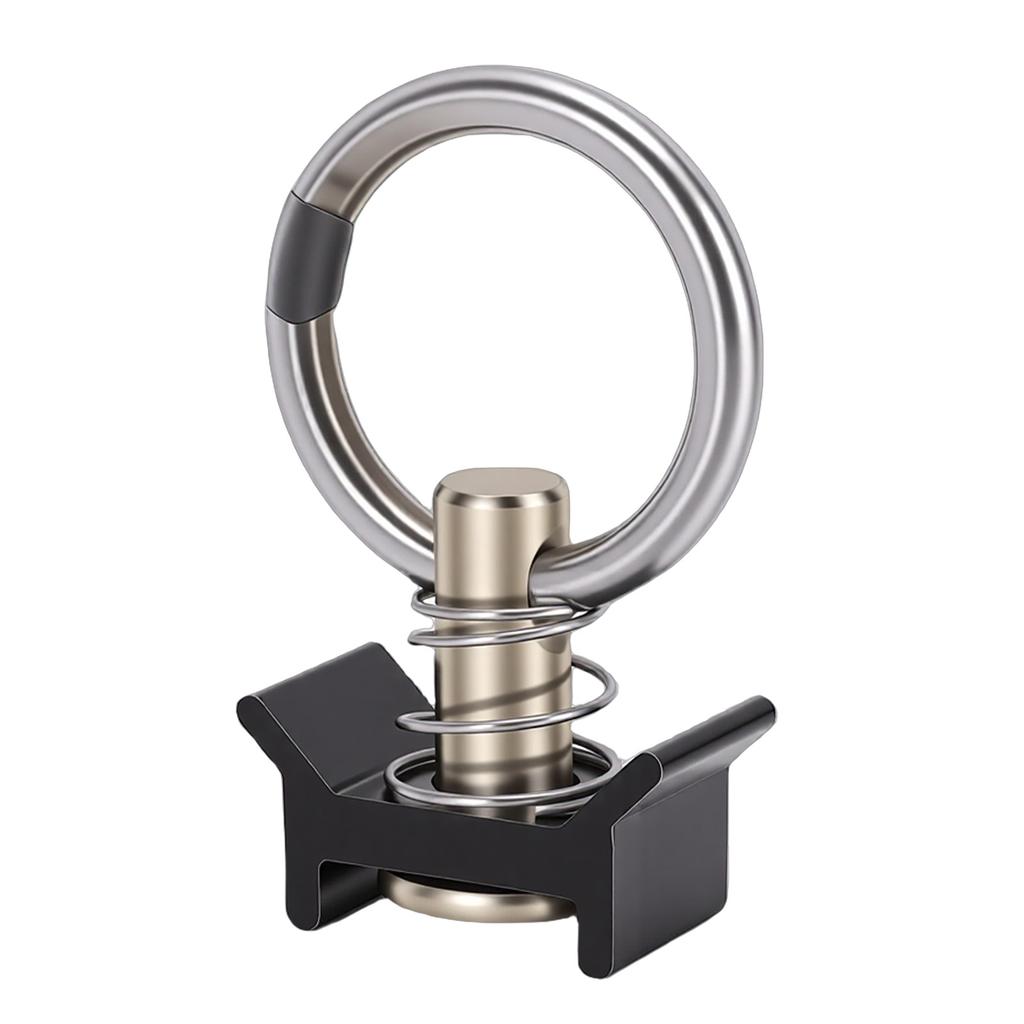 8pcs L Track Single Stud Fitting with Round Ring 4,000 Lbs Reusable L Track Rail Tie Down O Ring for Truck Bed Trailer