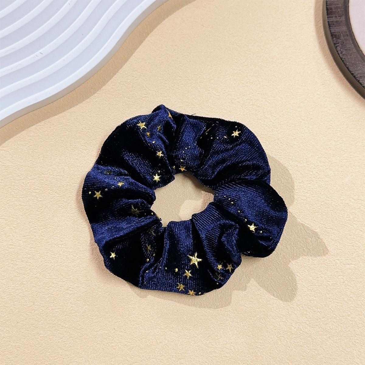 

Бархатная золотая резинка для волос со звездой - Элегантный аксессуар для волос в корейском стиле для женщин темно-синий