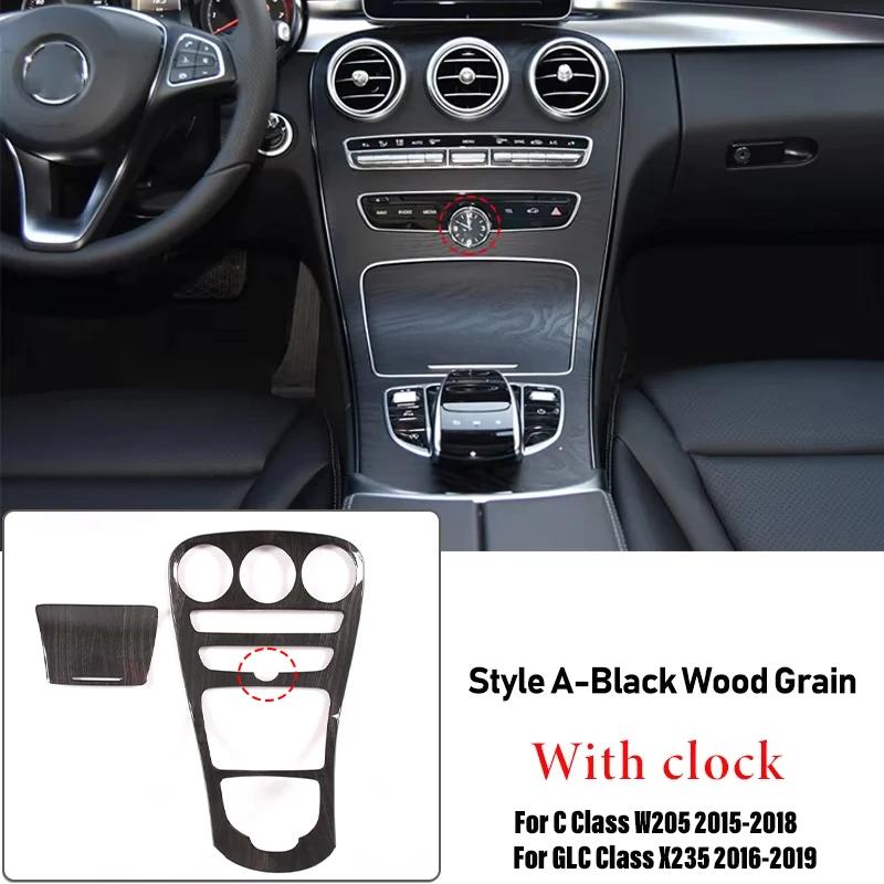 ABS Car Center Console Gear Shift Panel Cover Trim Sticker For Mercedes Benz C GLC Class W205 X235 2015-2021 Auto Accessories