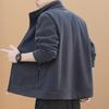 Men's Stand Collar Zipper Cardigan - Thick Fleece Loose-Fit, Large Size Jacket for Autumn & Winter
