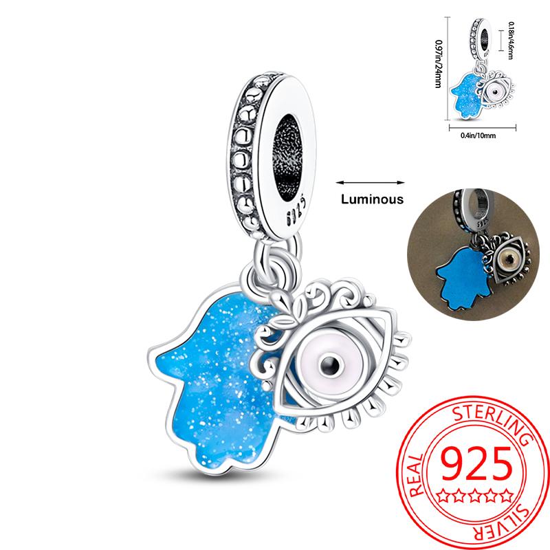 Mysterious Copper Love Evil Eyes Celtic Knot Palm Pendant Beads Safety Clip Fit Brand Bracelet Premium Gift Diy