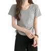 Drawstring short-sleeved t-shirt women's new summer Korean version design sense slim casual short student top tide