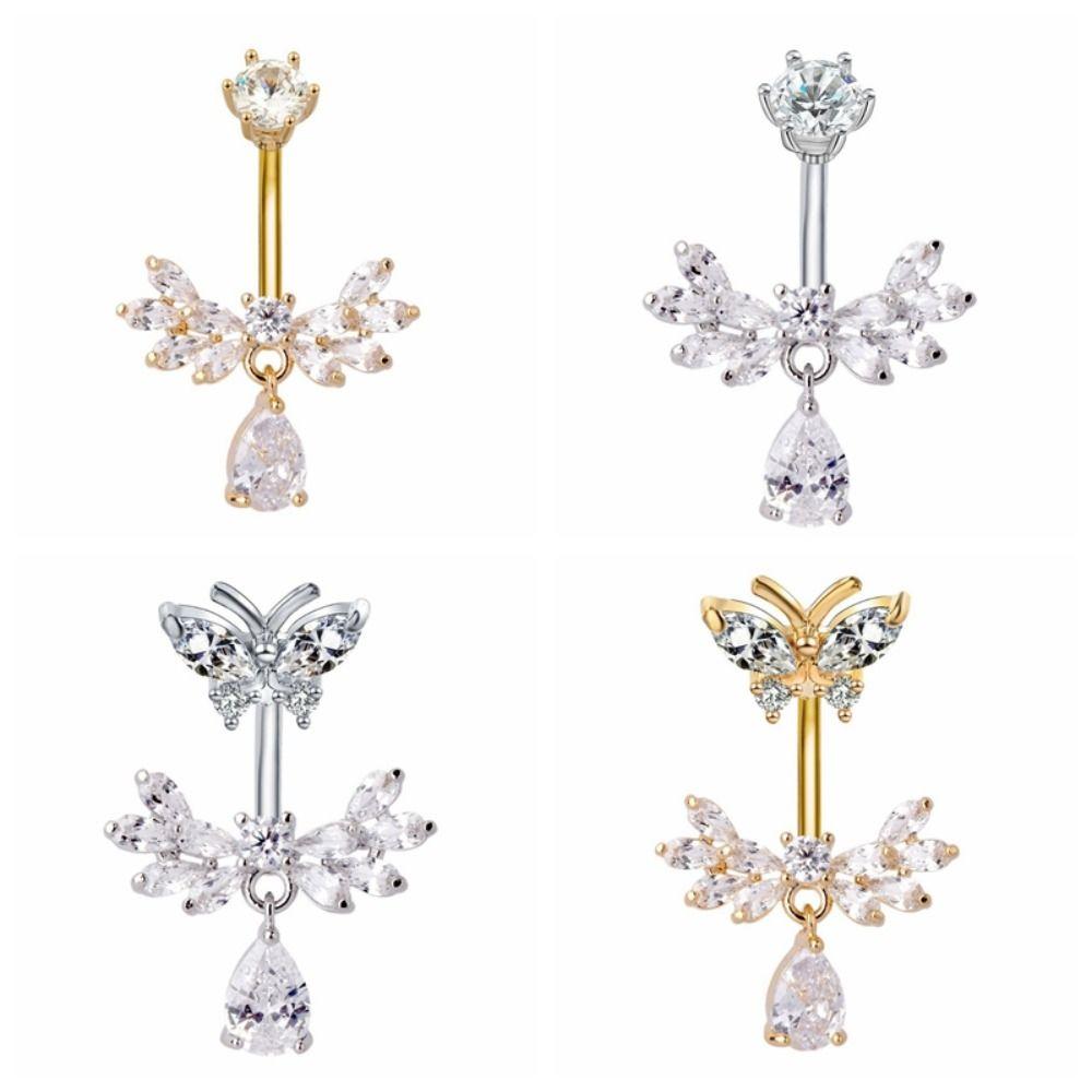 Anneau de nombril design papillon zirconium Anneau de nombril scintillant Piercing de nombril ailes mode Femmes