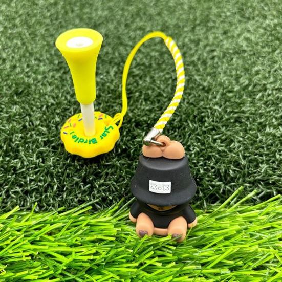 Cartoon Anti Lost Golf Tee Hanger with Tee Plastic Donut Design Golf Tee Ring with Strap Loss Prevention Golf Tee Holder for Men Women Golfers