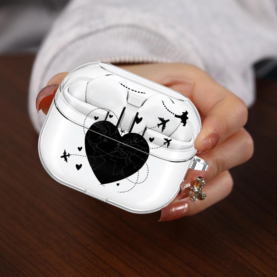 Flight Route Love Case For Samsung Galaxy Buds 4 Pro 4Pro 3Pro 2Pro Live 3 FE 2 Clear Earphone Cases Cover With Hook
