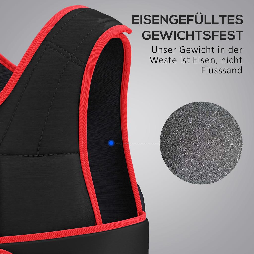 20kg Weighted Vest, Adjustable Running Weight Vest with 38 Weight Bags for Men or Women Cardio Exercise, Black and Red