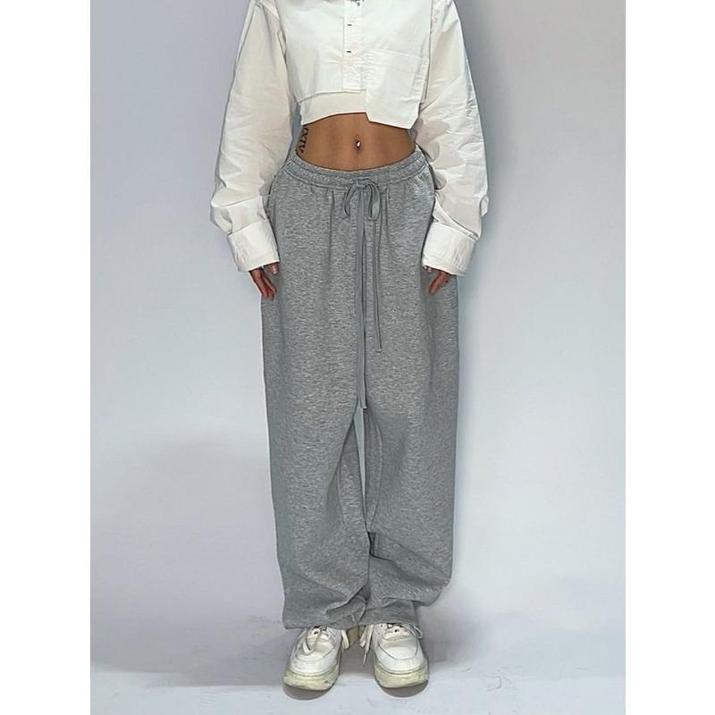Hip Hop American Vintage Casual Pants Women's Sweatpants Loose Wide Leg Long Pants