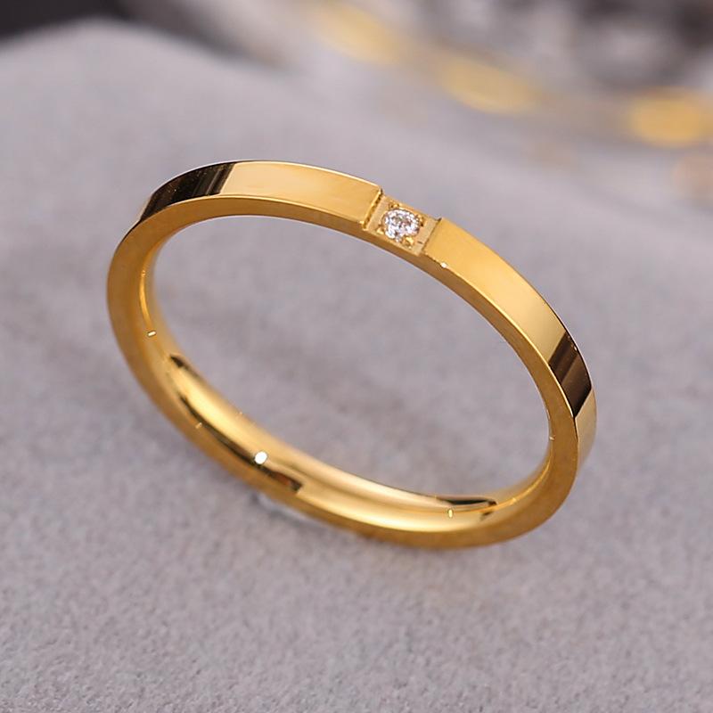 Minimalist Titanium Steel Ring Diamond Cut Stainless Steel Couple Ring Fashion Jewelry