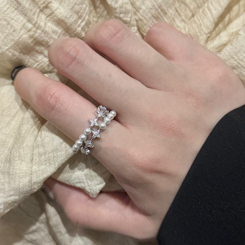 Elegant Geometric Design Adjustable Copper Star Zirconia Ring For Women Perfect For Fashionable Occasions B